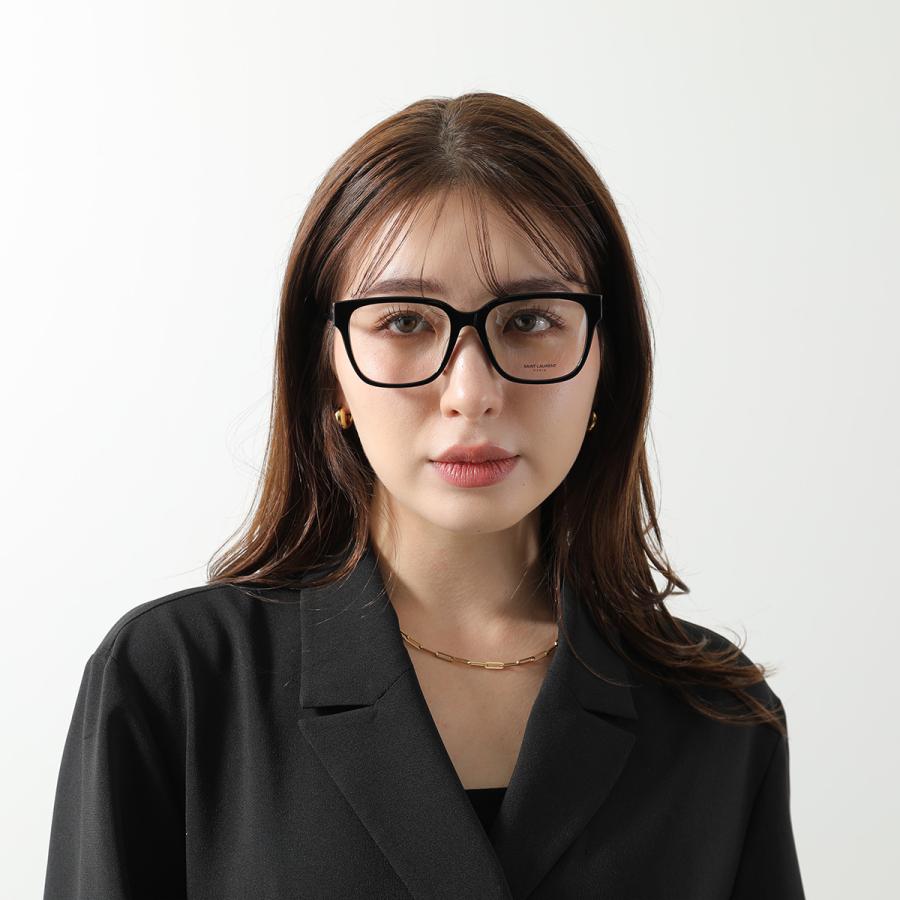 SAINT LAURENT サンローラン メガネ SL M48O_A/F レディース ウェリントン型 セルフレーム コンビネーション アジアンフィット メタルロゴ アイウェアの画像