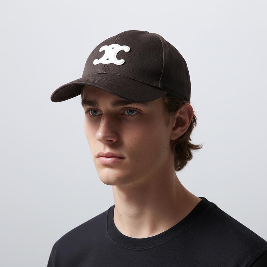 celine黒の刺繍ロゴキャップ CELINE BASEBALL CAP AA0AG0F82 Triomphe Logo Embroidery