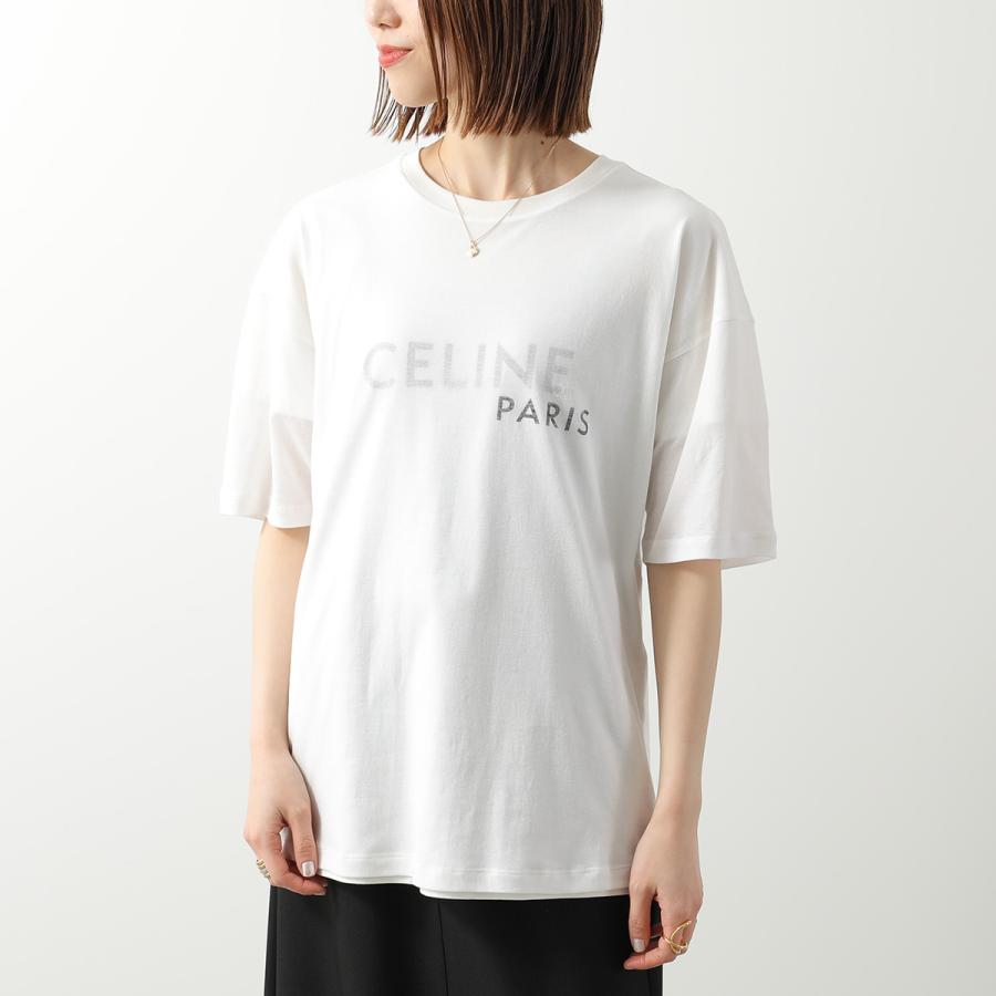 CELINE ホワイト Tシャツ 半袖 冬季SALE❣️ CELINE（セリーヌ） 半袖 Tシャツ RX0IE1242.GGY4 レディース ロゴ