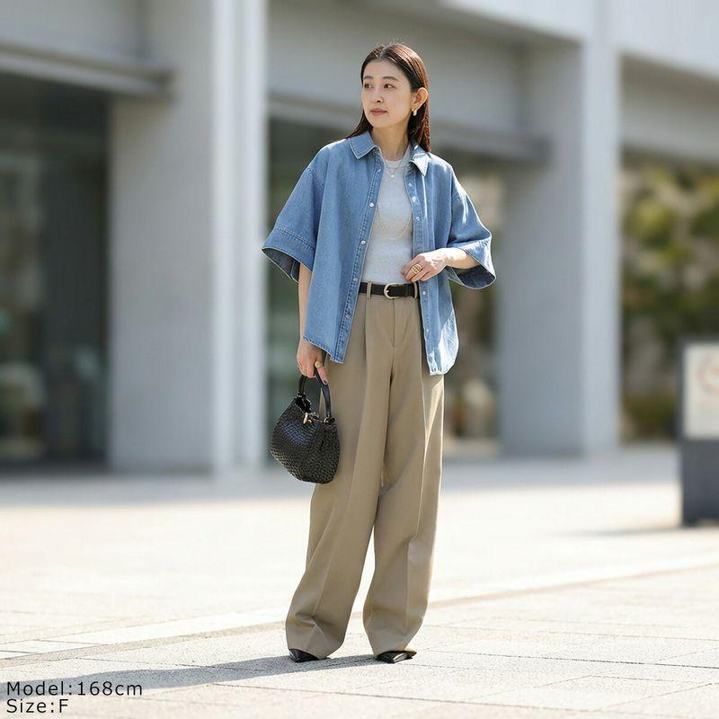 HERENCIA（ヘレンチア） デニムシャツ Denim Short Sleeve Blouse