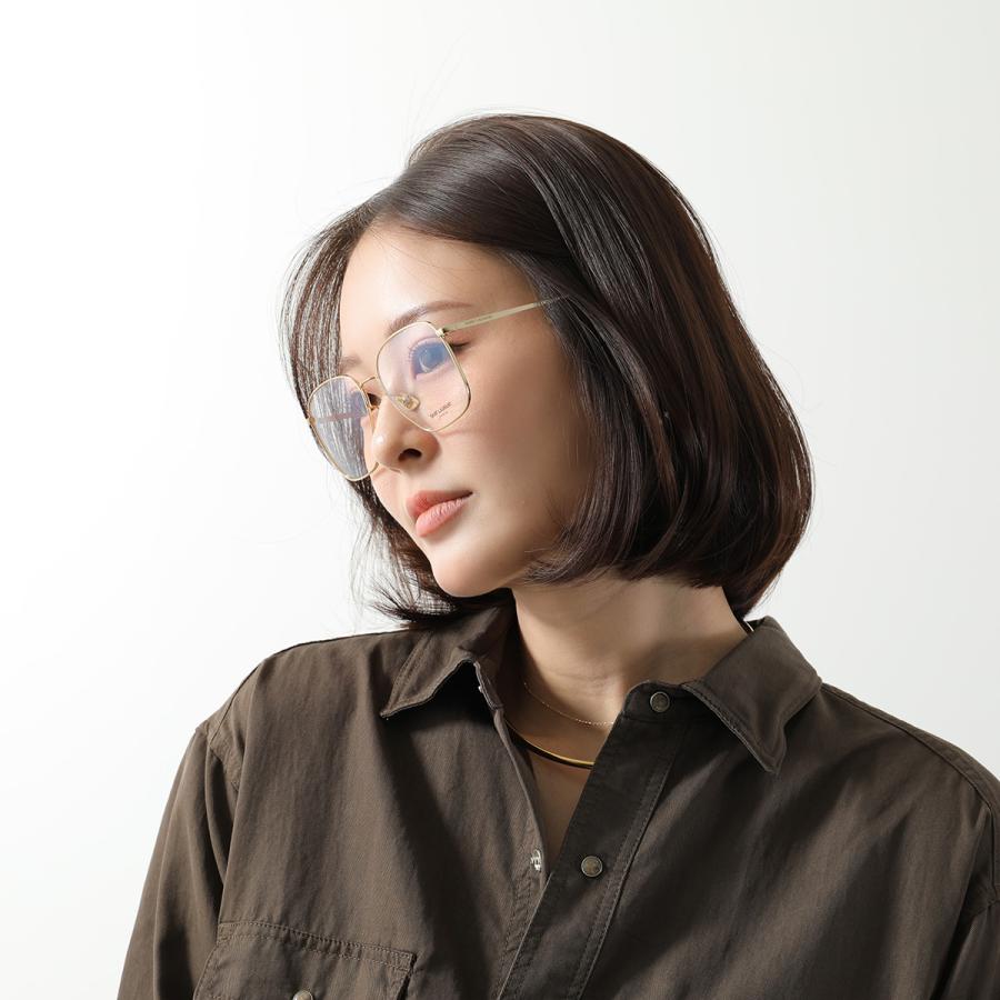 SAINT LAURENT サンローラン メガネ SL 491 レディース メンズ ウェリントン型 メタルフレーム クリングスタイプ 006/GOLD-GOLD-TRANSPARENT_3