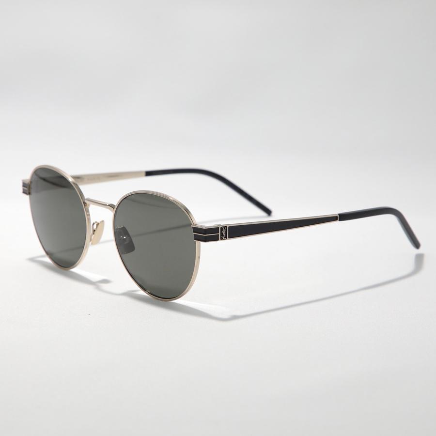 SAINT LAURENT サンローラン サングラス SL M62 レディース メンズ ボストン型 メタルフレーム 細フレーム メタルロゴ アイウェア 003/GOLD-GREYの画像