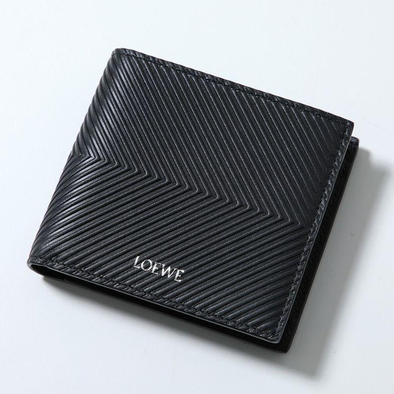 美品✨ロエベ　loewe 黒 レザー 二つ折り財布　エンボスロゴ　本革　ブラック LOEWE（ロエベ） 二つ折り財布 C779501X01 メンズ バイフォールド