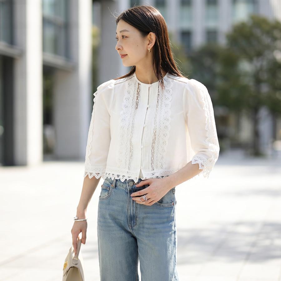 MARILYN MOON SOI-MeME マリリンムーン ソワメム ブラウス batten lace blouse jacket 4261-105 レディース ジャケット レース 七分袖 カラー2色の画像
