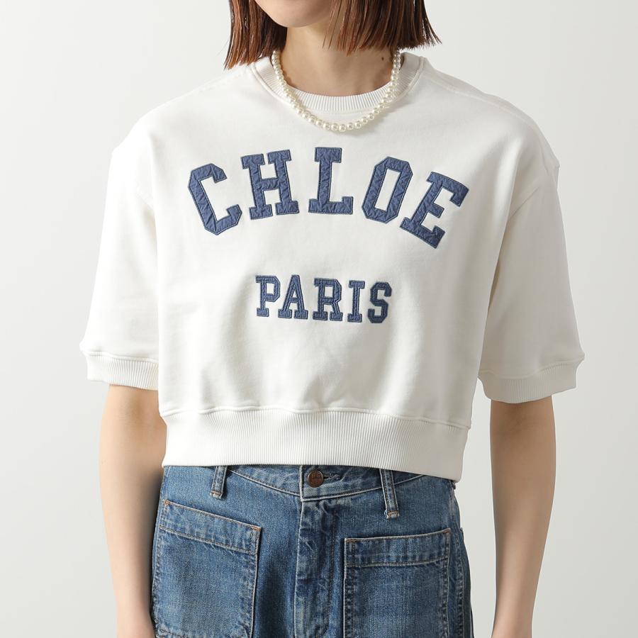 Chloe Kids クロエ キッズ トレーナー C20844 レディースレディース ガールズ 半袖 スウェット クロップド丈 コットン クルーネック ロゴ 117の画像
