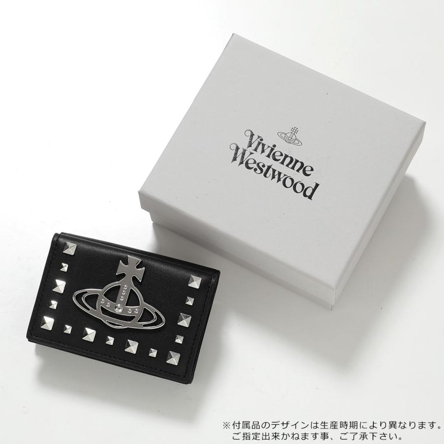 Vivienne Westwood スタッズ 三つ折り財布 オーブ 希少 黒 1円～Vivienne Westwood ヴィヴィアン・ウエストウッド レザー 三