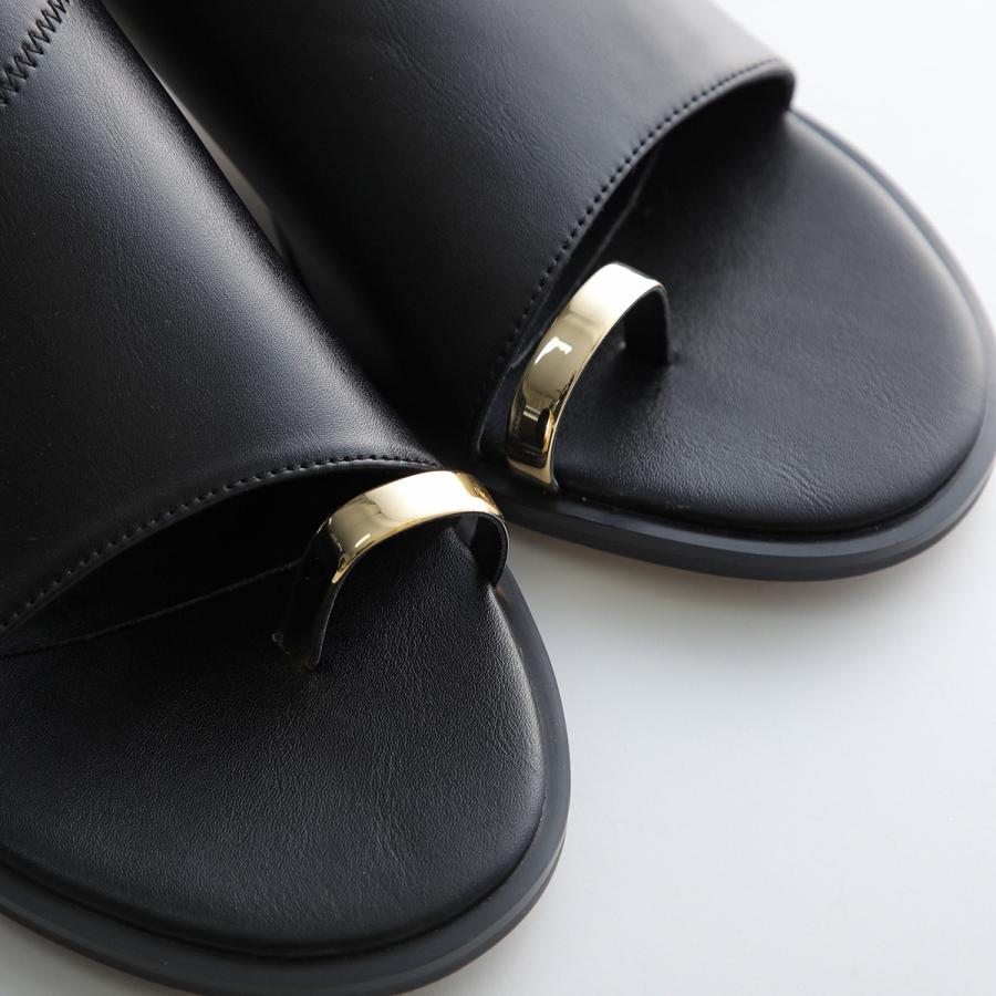 イタリア製DEUGI 103エナメルタイプ黒　サイズ41 1/2 傷有り Le Vernis（ル・ベルニ） ミュール Toe ring sandals 244-211302