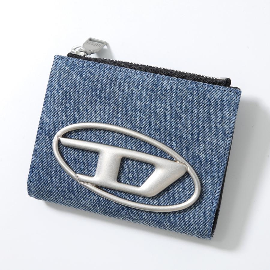DIESEL ディーゼル　二つ折り財布肩掛け(外せます)財布 箱有りデニムレザー DIESEL（ディーゼル） 二つ折り財布 1dr bi-fold zip ii X09888 P1730