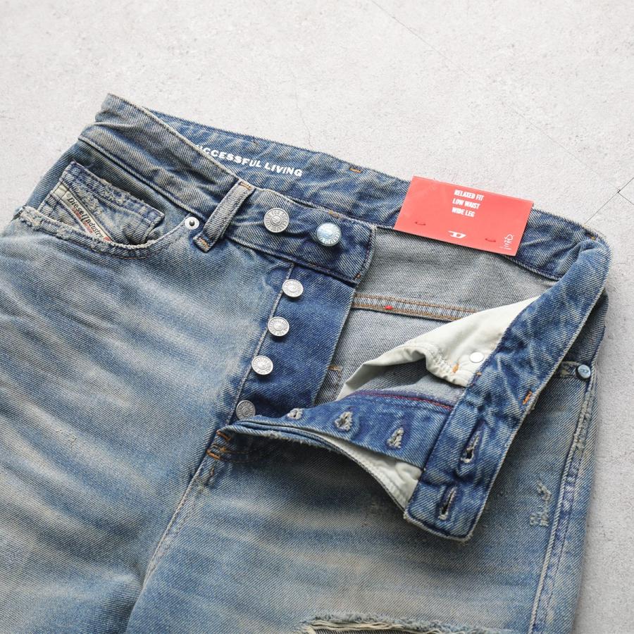 DIESEL ディーゼル ジーンズ 1996 D-SIRE A06925 09N29 レディース ワイド デニムパンツ ダメージ加工 コットン Gパン 01の画像