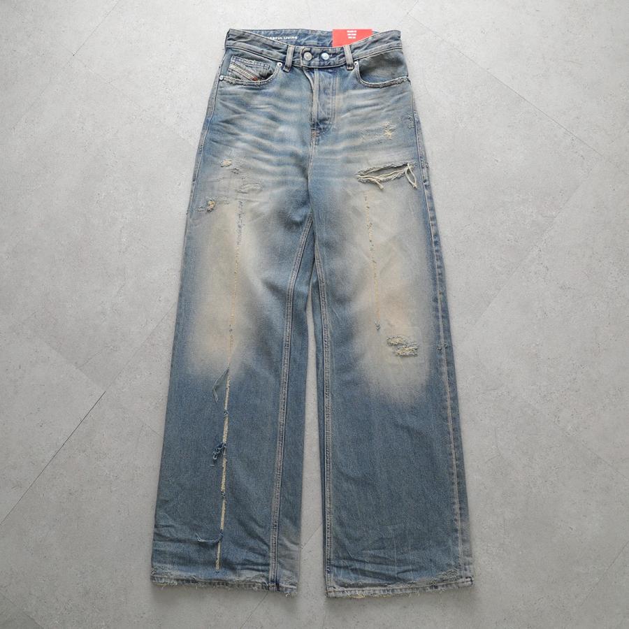 DIESEL ディーゼル ジーンズ 1996 D-SIRE A06925 09N29 レディース ワイド デニムパンツ ダメージ加工 コットン Gパン 01の画像