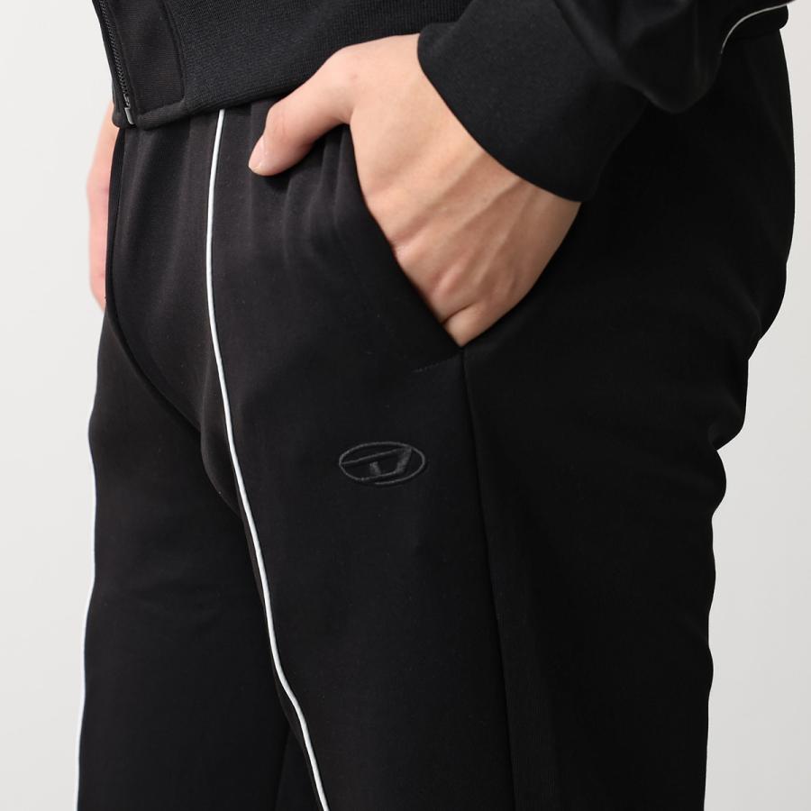 DIESEL トラックパンツ ブラック センタープレス 良デザイン DIESEL（ディーゼル） パンツ メンズ ロゴ オーバルD 裾ジップ