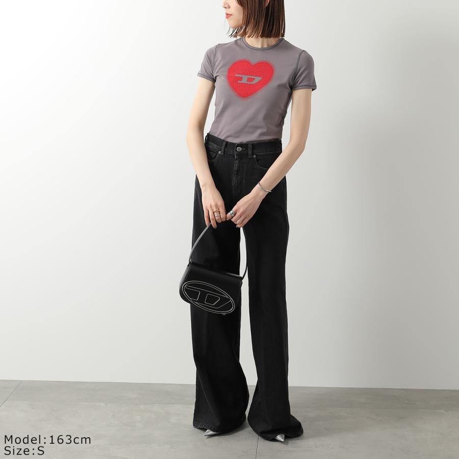 DIESEL ディーゼル Tシャツ T-UNCUTIES LONG S5 A20980 0QHHA レディース 半袖 ハート オーバルD ロゴT スタッズ ミニT クルーネック カラー2色の画像