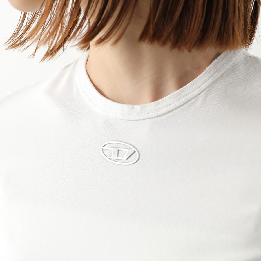 DIESEL ディーゼル Tシャツ T-UNCUTIESLONG-OD A19917 0AHQH レディース 半袖 オーバルD メタルロゴ ミニT クルーネック カラー2色の画像