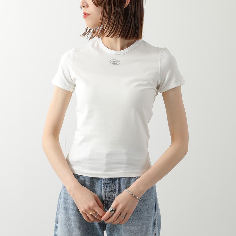 DIESEL ディーゼル Tシャツ T-UNCUTIESLONG-OD A19917 0AHQH レディース 半袖 オーバルD メタルロゴ ミニT クルーネック カラー2色の画像