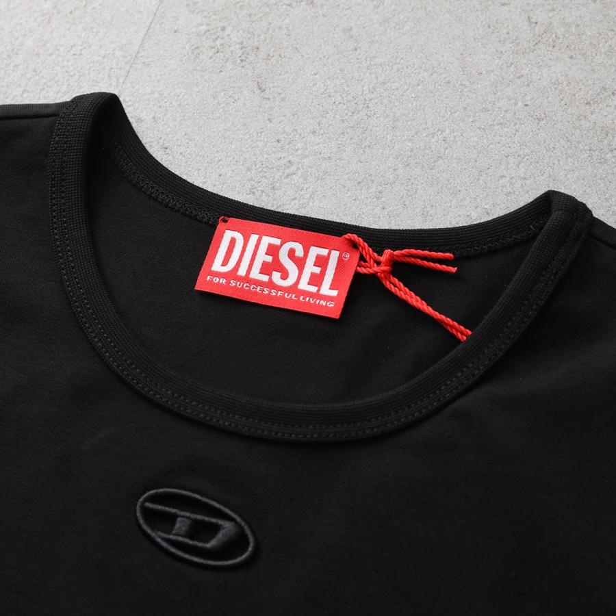 DIESEL ディーゼル Tシャツ T-ANGIE OD A19912 0AFAA レディース 半袖 フレンチスリーブ オーバルD カットアウト 刺繍 ロゴT ミニT カラー2色の画像