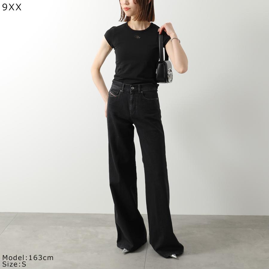 DIESEL ディーゼル Tシャツ T-ANGIE OD A19912 0AFAA レディース 半袖 フレンチスリーブ オーバルD カットアウト 刺繍 ロゴT ミニT カラー2色の画像