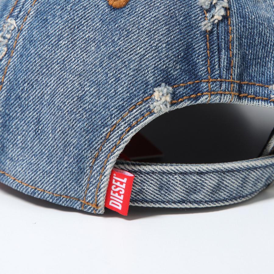 DIESEL デニム風キャップ フリンジ加工 DIESEL】☆C-Seymon Treated Denim Baseball Cap Blue Whit.e (DIESEL