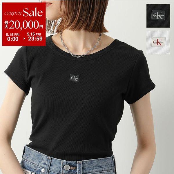 【美品】カルバン クライン コレクション Tシャツ【レディース、S】 Calvin Klein（カルバン・クライン） tシャツ モノグラムロゴ プリント