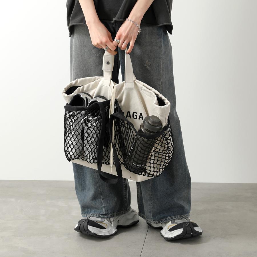 【訳あり】BALENCIAGA  バレンシアガ トートバッグ 24/7 TOTE M 791809 2AA47 メンズ フィッシュネットレイヤー ポーチ付き 鞄 9960/WASHED-NAT-BLK-L-BLKの画像