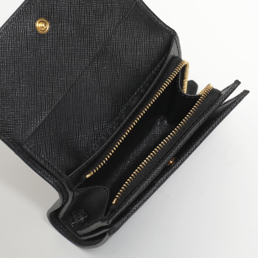 【美品】プラダ PRADA 三つ折り財布 サフィアーノレザー ブラック 小銭入れ PRADA（プラダ） 財布 三つ折り ブラック 黒 ミニ財布 コンパクト