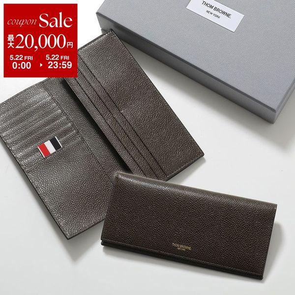 THOM BROWNE トムブラウン 二つ折り長財布 MAW214A 00198 メンズ レザー ストライプ 小銭入れあり 206/DARK-BROWNの画像