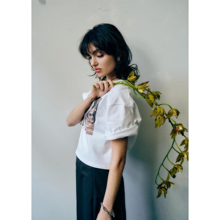 anana アナナ Tシャツ a16-014 レディース 半袖 フォトT プリント コットン カットソー クルーネック クロップド ショート丈 カラー2色の画像