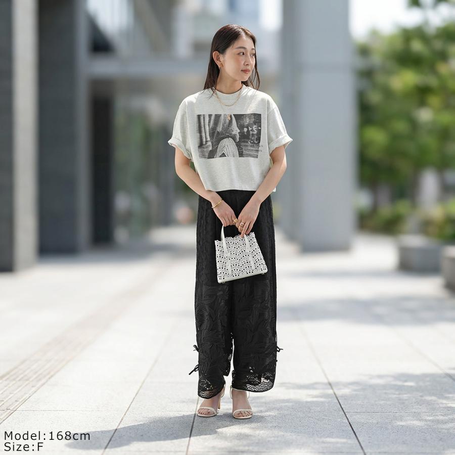 anana アナナ Tシャツ a16-014 レディース 半袖 フォトT プリント コットン カットソー クルーネック クロップド ショート丈 カラー2色の画像