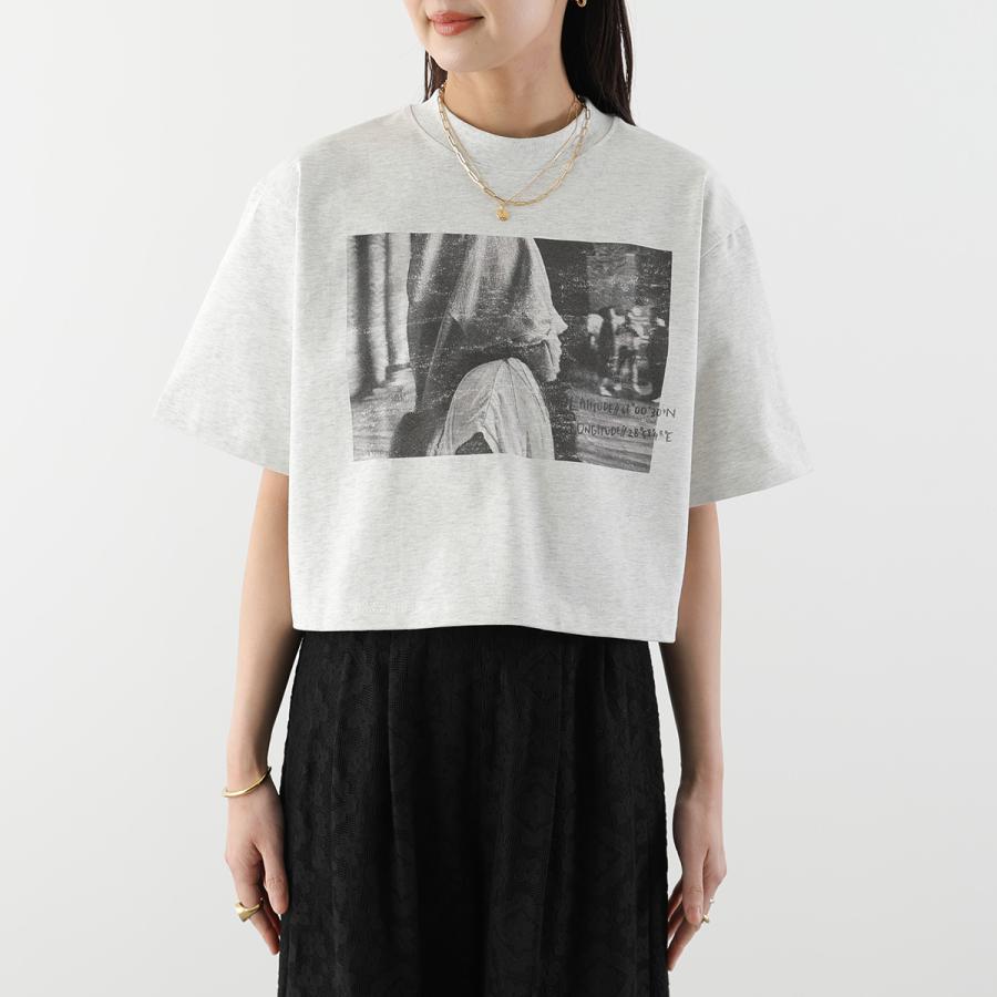 anana アナナ Tシャツ a16-014 レディース 半袖 フォトT プリント コットン カットソー クルーネック クロップド ショート丈 カラー2色の画像
