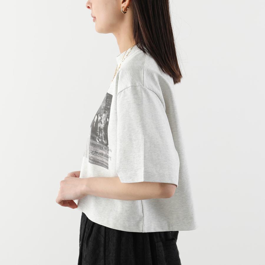 anana アナナ Tシャツ a16-014 レディース 半袖 フォトT プリント コットン カットソー クルーネック クロップド ショート丈 カラー2色の画像