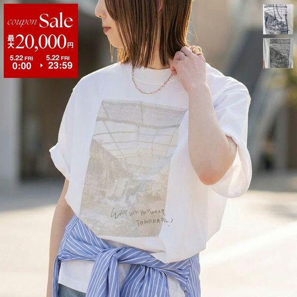 anana アナナ Tシャツ a16-015 レディース 半袖 CAPPABAZAAR フォトT プリント コットン カットソー クルーネック オーバーサイズ カラー2色の画像