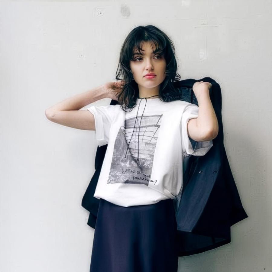 anana アナナ Tシャツ a16-015 レディース 半袖 CAPPABAZAAR フォトT プリント コットン カットソー クルーネック オーバーサイズ カラー2色の画像