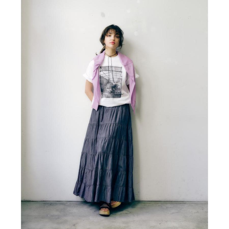 anana アナナ Tシャツ a16-015 レディース 半袖 CAPPABAZAAR フォトT プリント コットン カットソー クルーネック オーバーサイズ カラー2色の画像