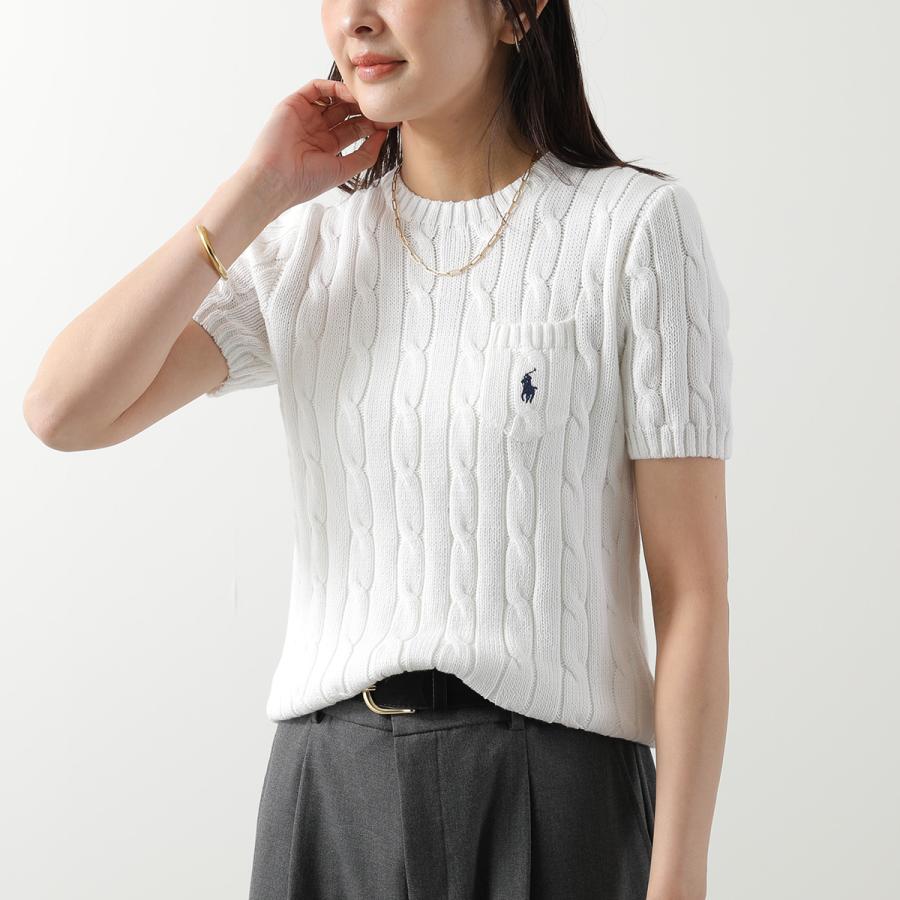 ラルフローレン ポニー刺繍 ケーブルニット ポロシャツ 白　s POLO RALPH LAUREN（ポロ・ラルフローレン） セーター 211910421