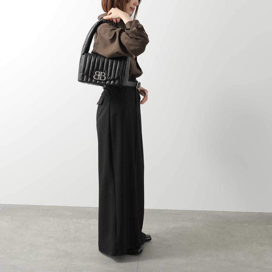 ss6267　未使用品　バレンシアガ ハンドバッグ ブラック BALENCIAGA キャンバス×レザー BB柄 黒 スクエア 鞄 かばん バッグ 上品 女性 未使用品バレンシアガ BALENCIAGA（バレンシアガ） ハンドバッグ MONACO SLING BAG モナコ