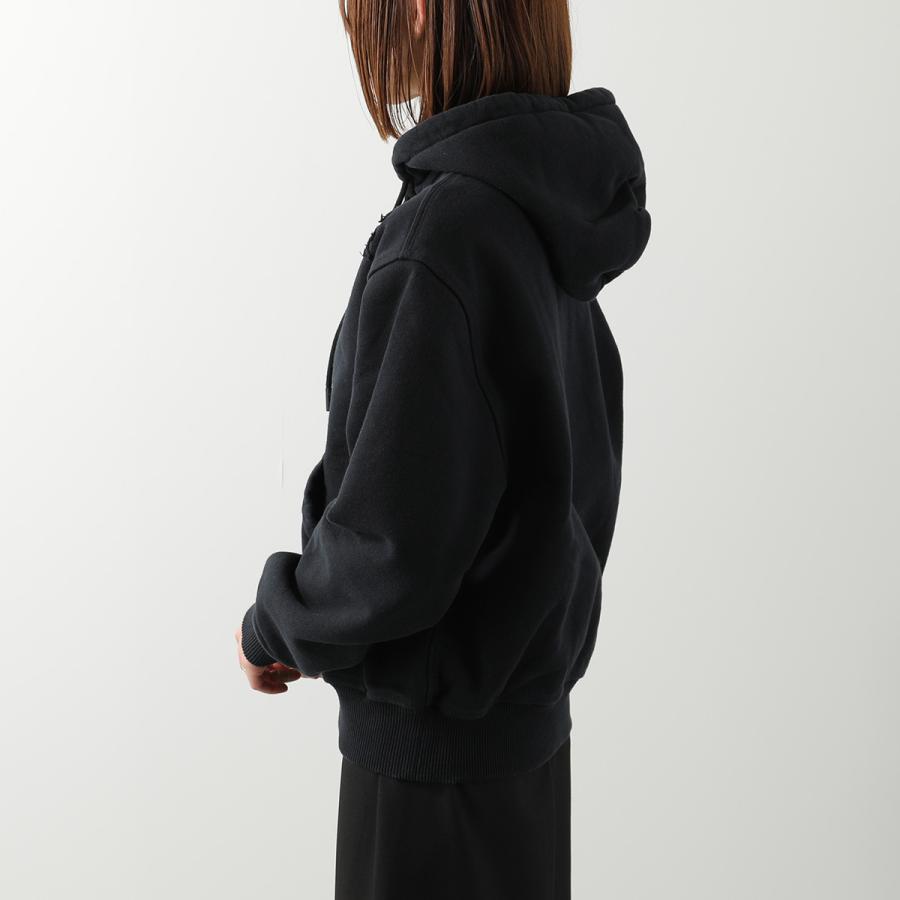 BURBERRY バーバリー パーカー 8084964 レディース ジップアップ フーディー スウェット コットン 裏起毛 刺繍ロゴ セットアップ可能 A1189/BLACKの画像