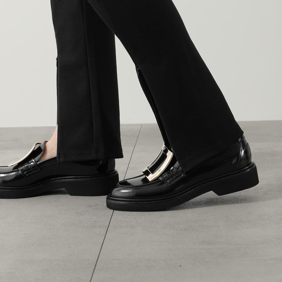 美品✨ ロジェ ヴィヴィエ レザー ローファー 38 ブラック メタル Roger Vivier（ロジェヴィヴィエ） ローファー VIV RANGERS MET BUC