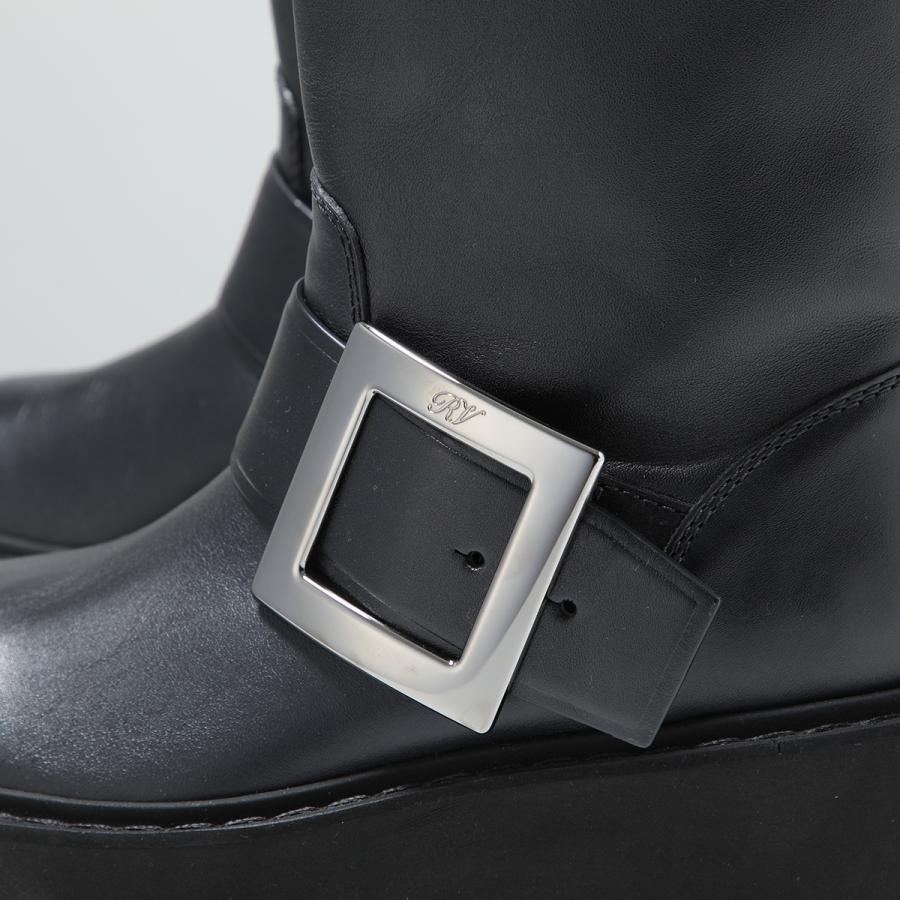 ROGER VIVIER ロジェヴィヴィエ ショートブーツ VIV RANGERS HIGH MET BIKERS BOOTIE RVW74038980TTQ メタルバックル 厚底  B999/NERO RVW74038980TTQB999の画像