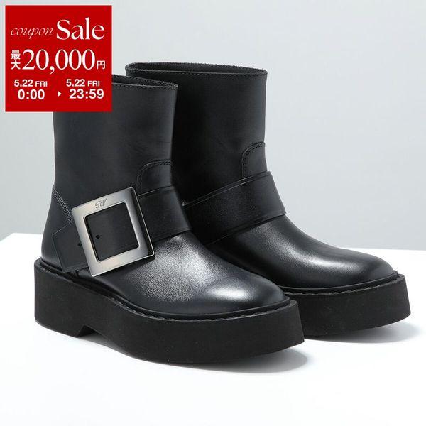 ROGER VIVIER ロジェヴィヴィエ ショートブーツ VIV RANGERS HIGH MET BIKERS BOOTIE RVW74038980TTQ メタルバックル 厚底  B999/NERO RVW74038980TTQB999の画像