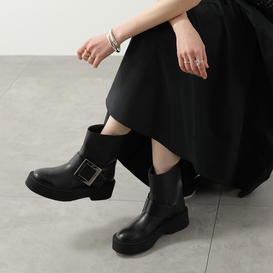 ROGER VIVIER ロジェヴィヴィエ ショートブーツ VIV RANGERS HIGH MET BIKERS BOOTIE RVW74038980TTQ メタルバックル 厚底  B999/NERO RVW74038980TTQB999の画像