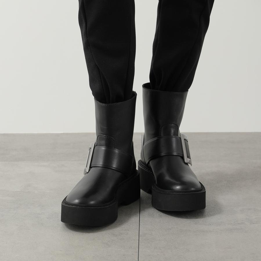 ROGER VIVIER ロジェヴィヴィエ ショートブーツ VIV RANGERS HIGH MET BIKERS BOOTIE RVW74038980TTQ メタルバックル 厚底  B999/NERO RVW74038980TTQB999の画像