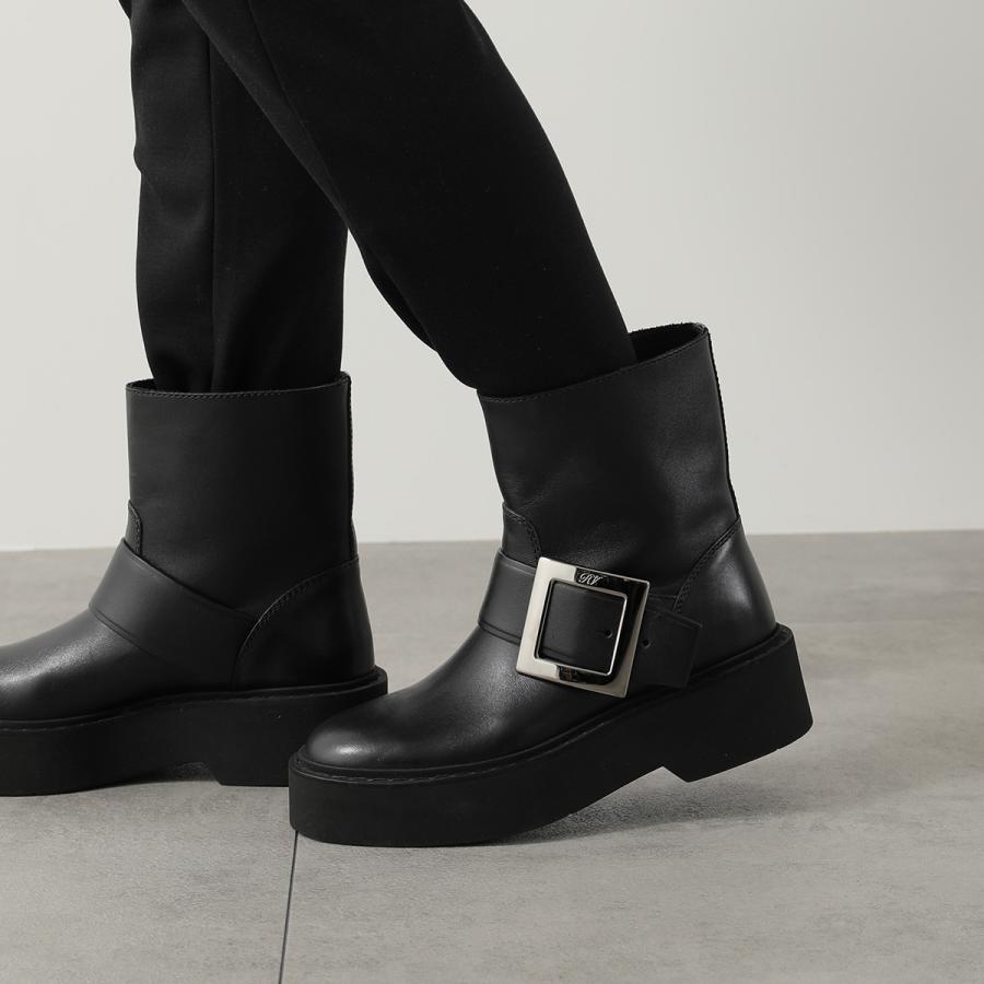 ROGER VIVIER ロジェヴィヴィエ ショートブーツ VIV RANGERS HIGH MET BIKERS BOOTIE RVW74038980TTQ メタルバックル 厚底  B999/NERO RVW74038980TTQB999の画像