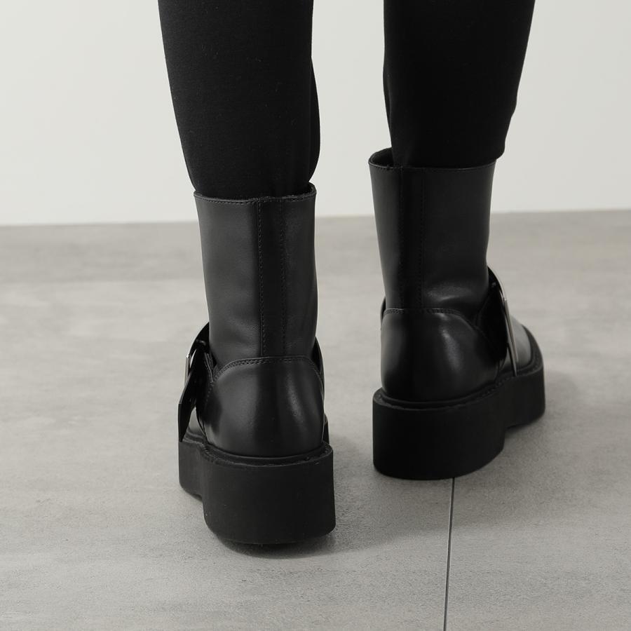 ROGER VIVIER ロジェヴィヴィエ ショートブーツ VIV RANGERS HIGH MET BIKERS BOOTIE RVW74038980TTQ メタルバックル 厚底  B999/NERO RVW74038980TTQB999の画像