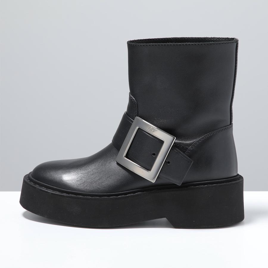 ROGER VIVIER ロジェヴィヴィエ ショートブーツ VIV RANGERS HIGH MET BIKERS BOOTIE RVW74038980TTQ メタルバックル 厚底  B999/NERO RVW74038980TTQB999の画像