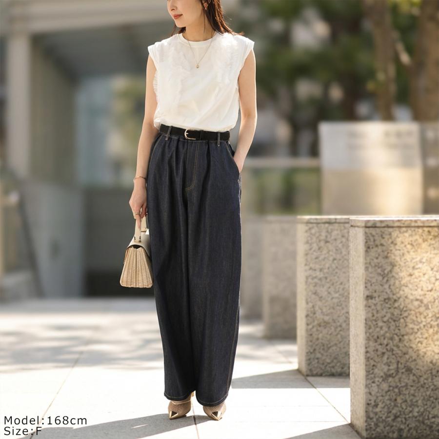anana アナナ カットソー a16-008 レディース チュール ノースリーブ Tシャツ クルーネック カラー2色の画像