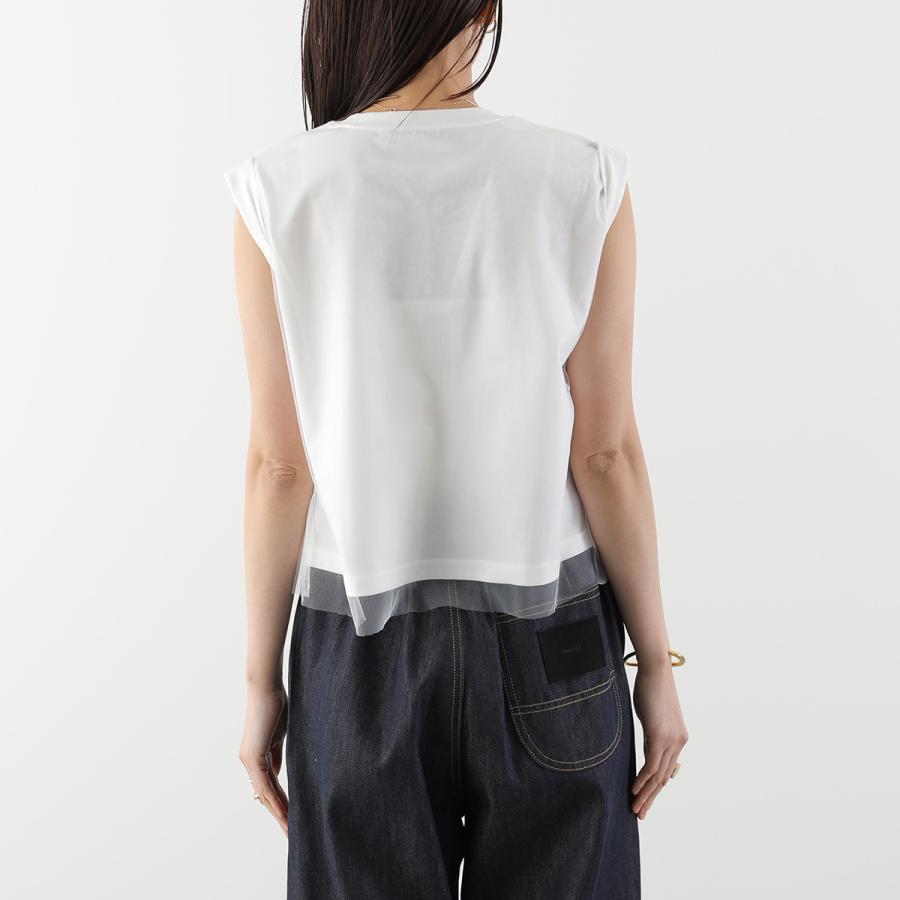 anana アナナ カットソー a16-008 レディース チュール ノースリーブ Tシャツ クルーネック カラー2色の画像
