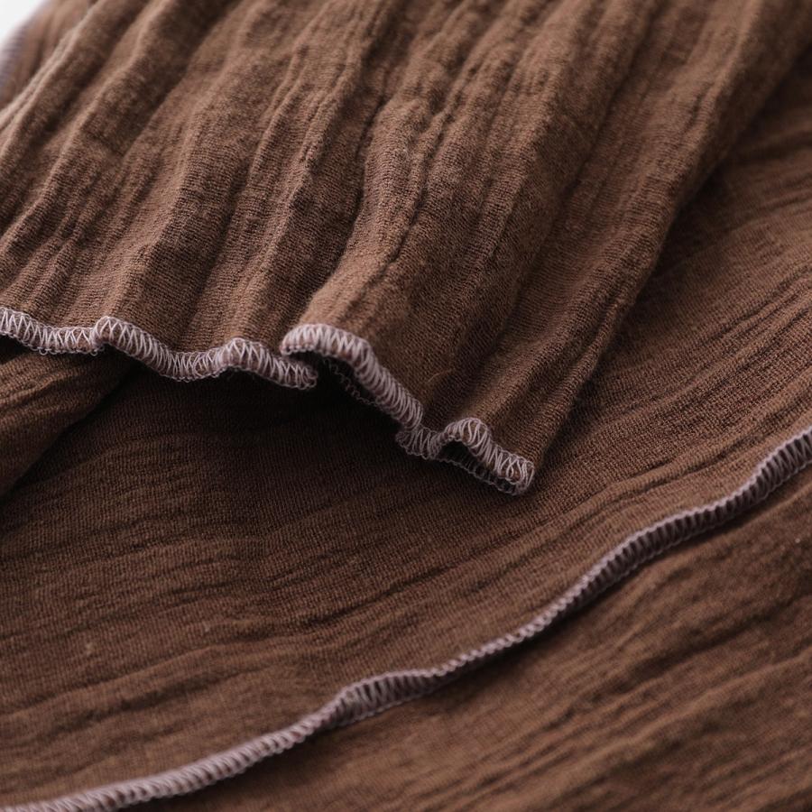 BASERANGE ベースレンジ ワンピース MAX DRESS DRMA CL レディース ギャザー リネン コットン リボン ロング丈 LOAM-BROWNの画像
