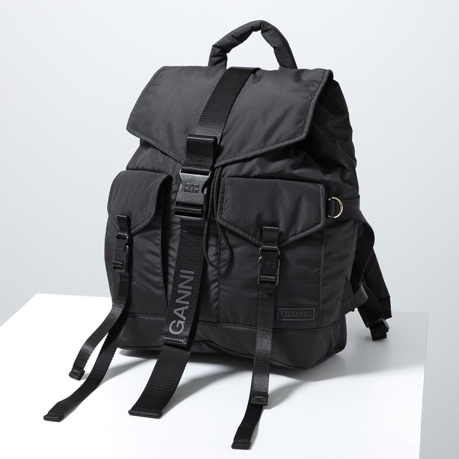 GANNI ガニー バックパック Recycled Tech Backpack A4755 レディース リュック ロゴ 鞄 099/Blackの画像