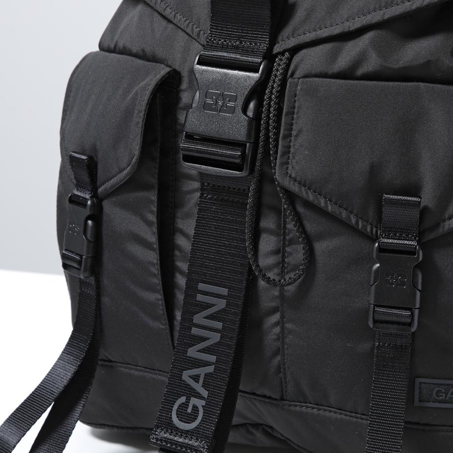 GANNI ガニー バックパック Recycled Tech Backpack A4755 レディース リュック ロゴ 鞄 099/Blackの画像