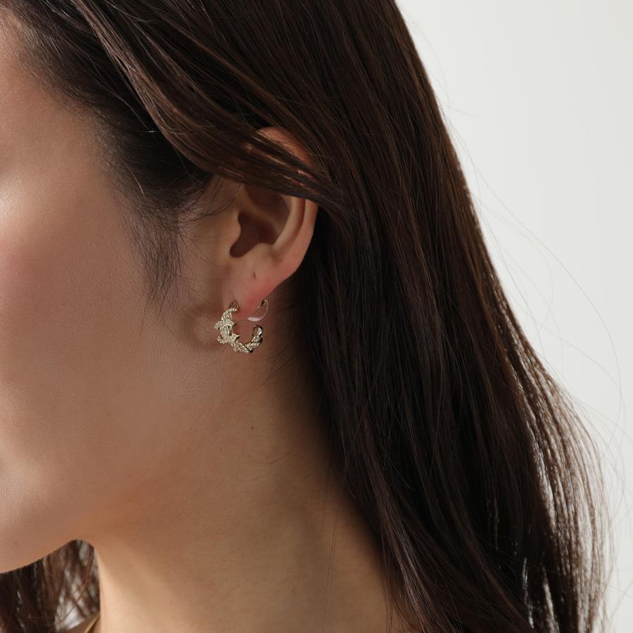 CHANEL ココマーク ツイストフープ ピアス CHANEL シャネル フープピアス ココマーク ラインストーン ブラック