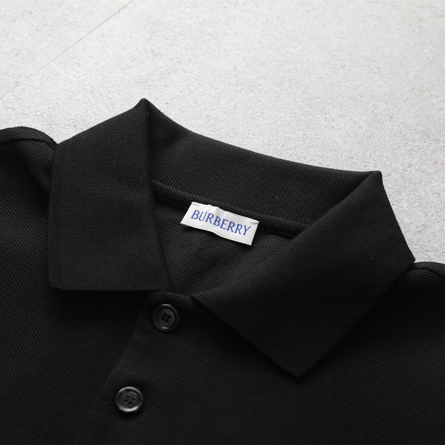 美品 バーバリーゴルフ 長袖ポロシャツ ナイト刺繍 比翼 L 黒 鹿子 肩ロゴ BURBERRY（バーバリー） ポロシャツ EKD 8119008 メンズ 半袖 鹿の子